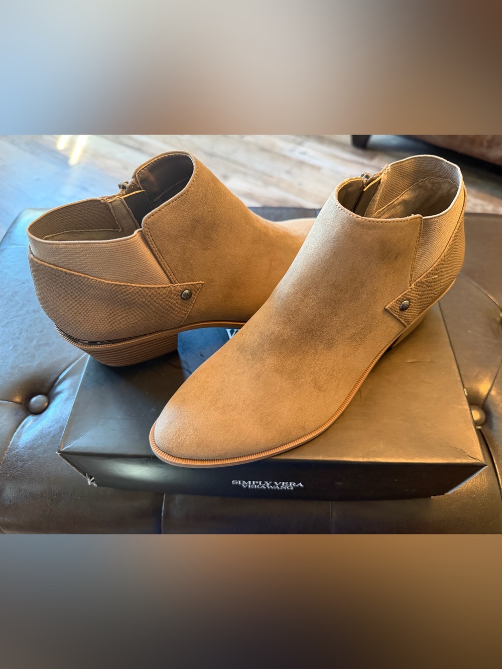 Simply Vera Vera Wang Tan Suede Ankle Booties